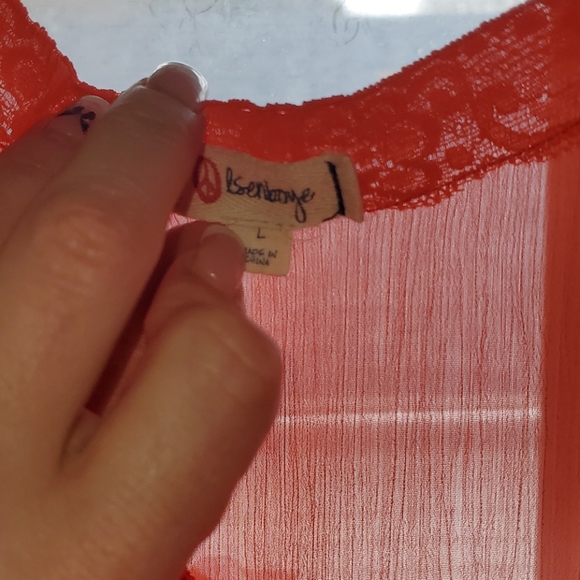 Red Sheer Top With lace detail - Picture 2 of 5